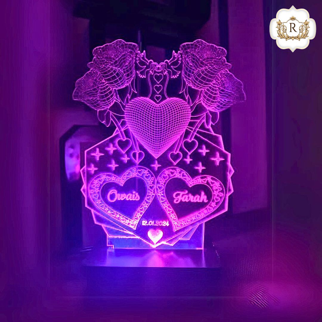 4 Rose Customised Illusion Lamp