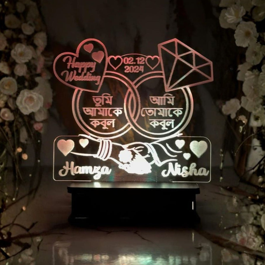 Couple Wedding 3D Customized illusion Lamp