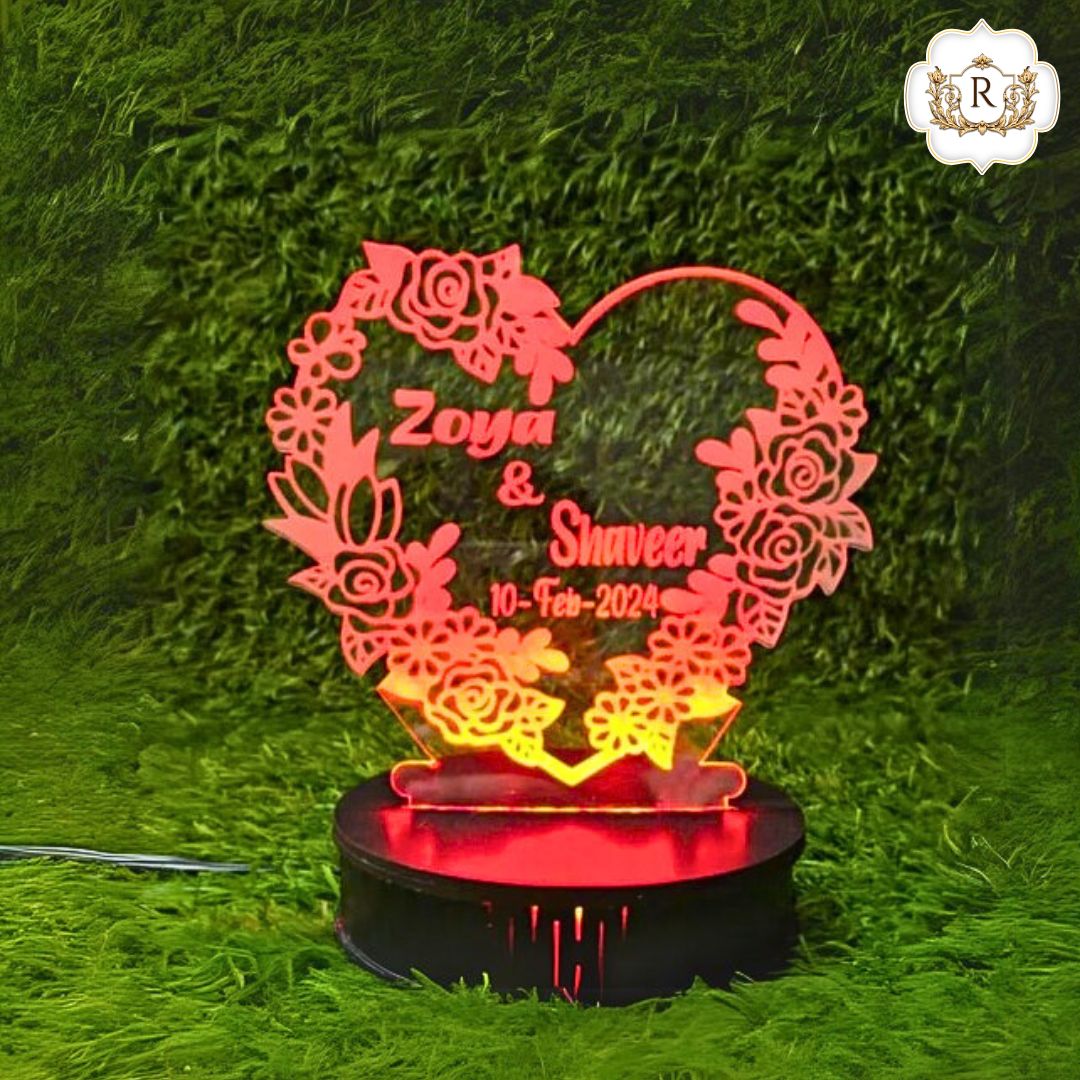 Flower Heart Customised 3D illusion Lamp