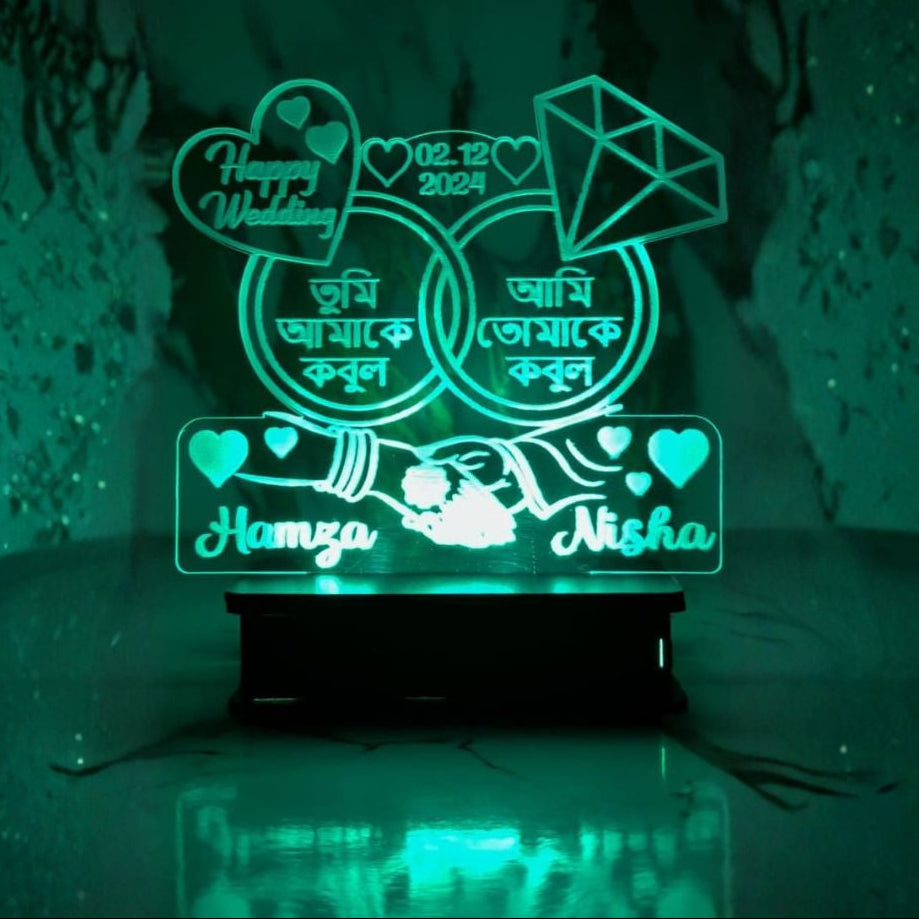 Couple Wedding 3D Customized illusion Lamp