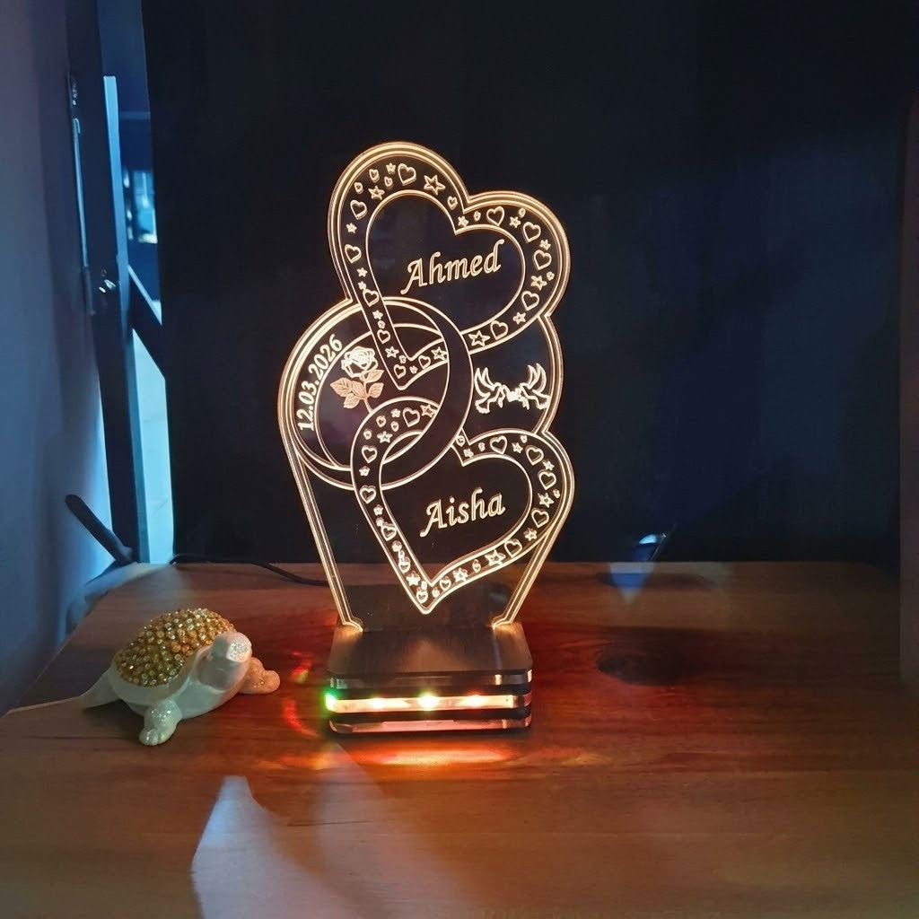 3D Ring Heart Customized Lamp