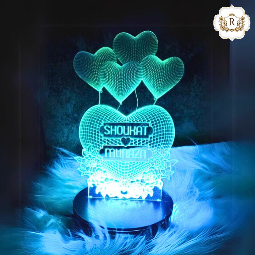 030-5 Hearts Customised 3D illusion Lamp
