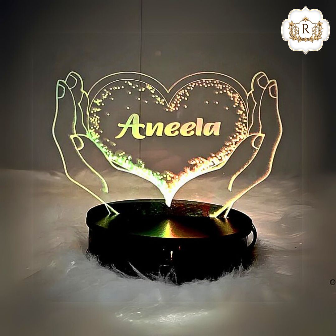 Heart In Hand Customised 3D illusion Lamp