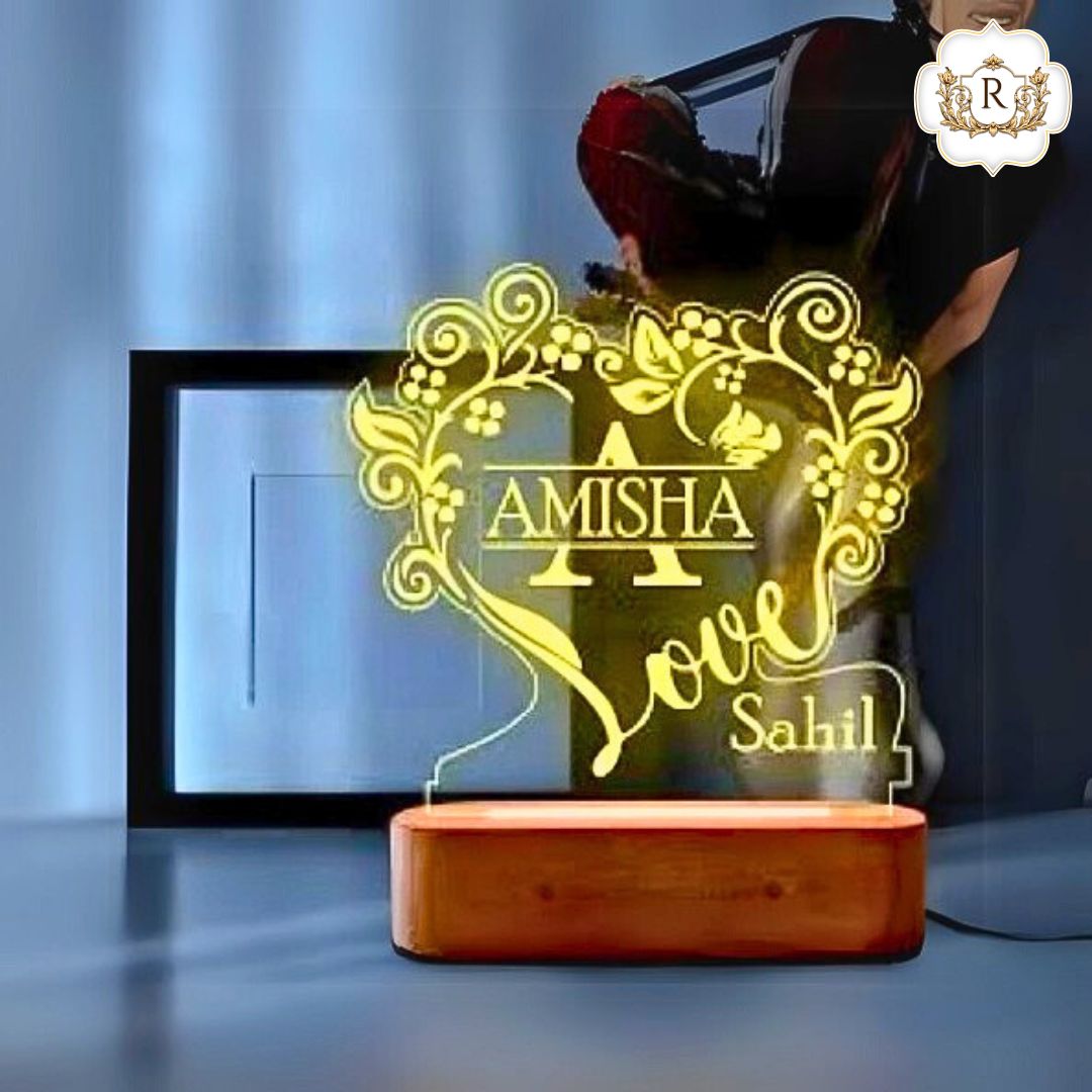 Flowers Love Customised 3D illusion Lamp