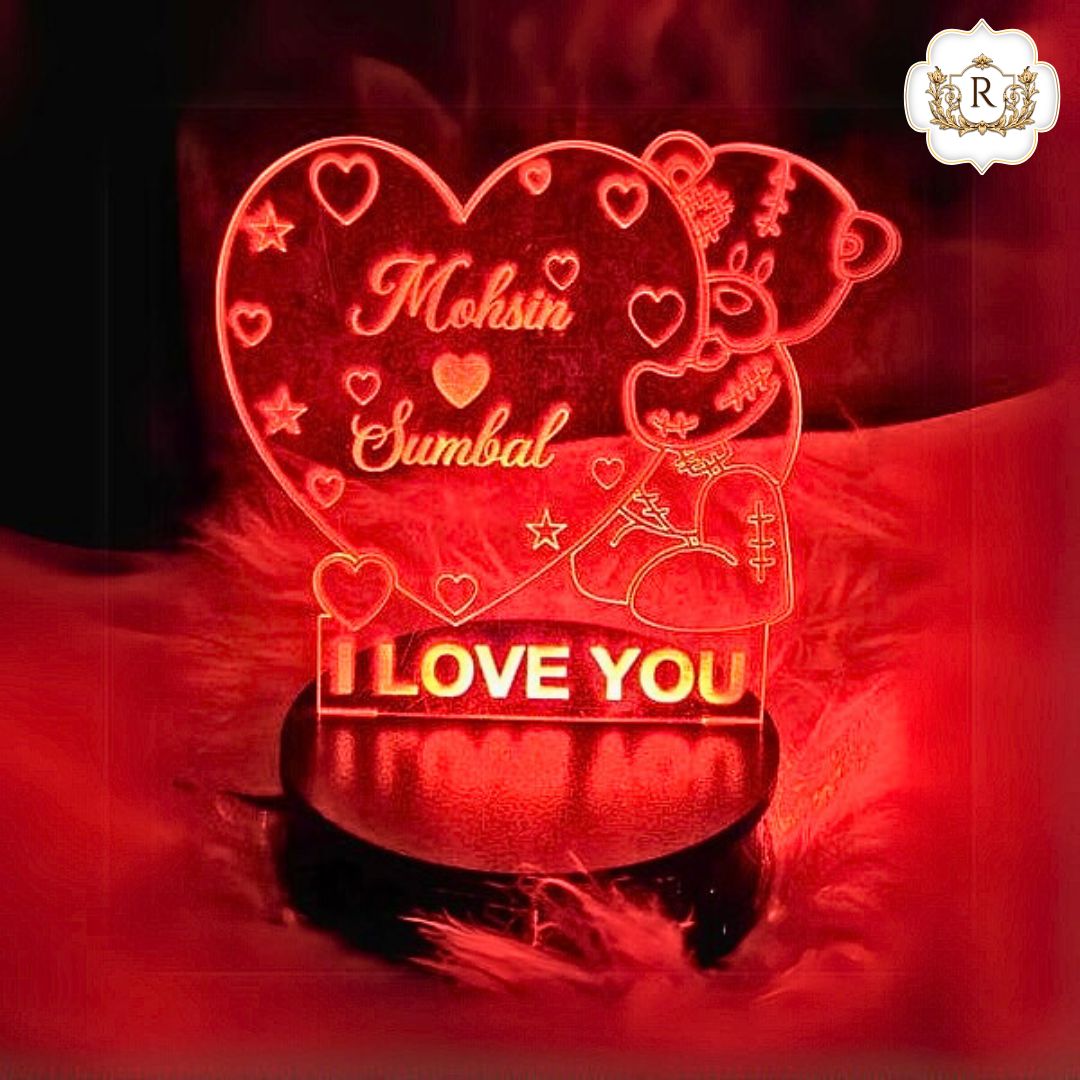 031-Teddy Bear Heart Customised 3D illusion Lamp
