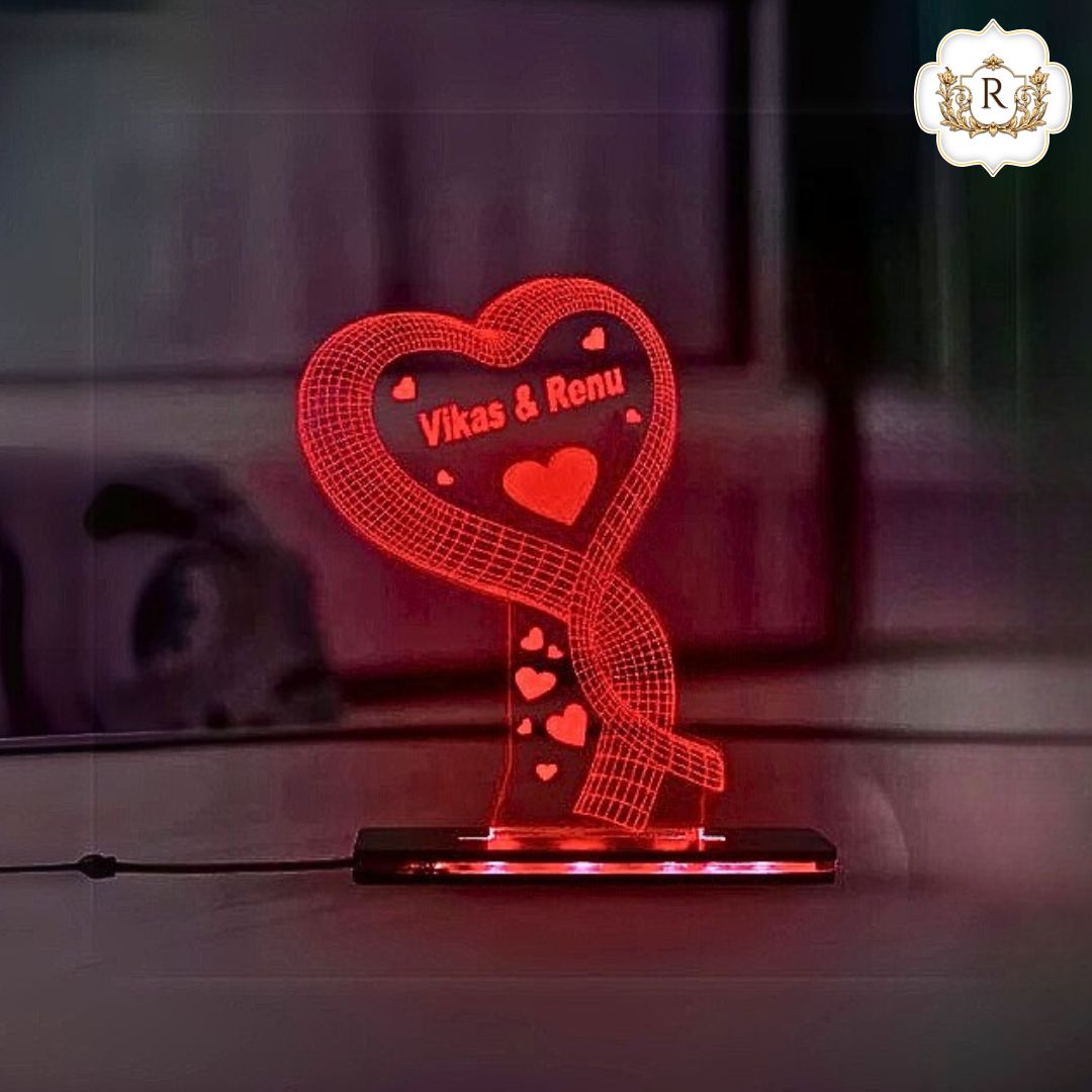 Stylish Heart Customised 3D illusion Plate