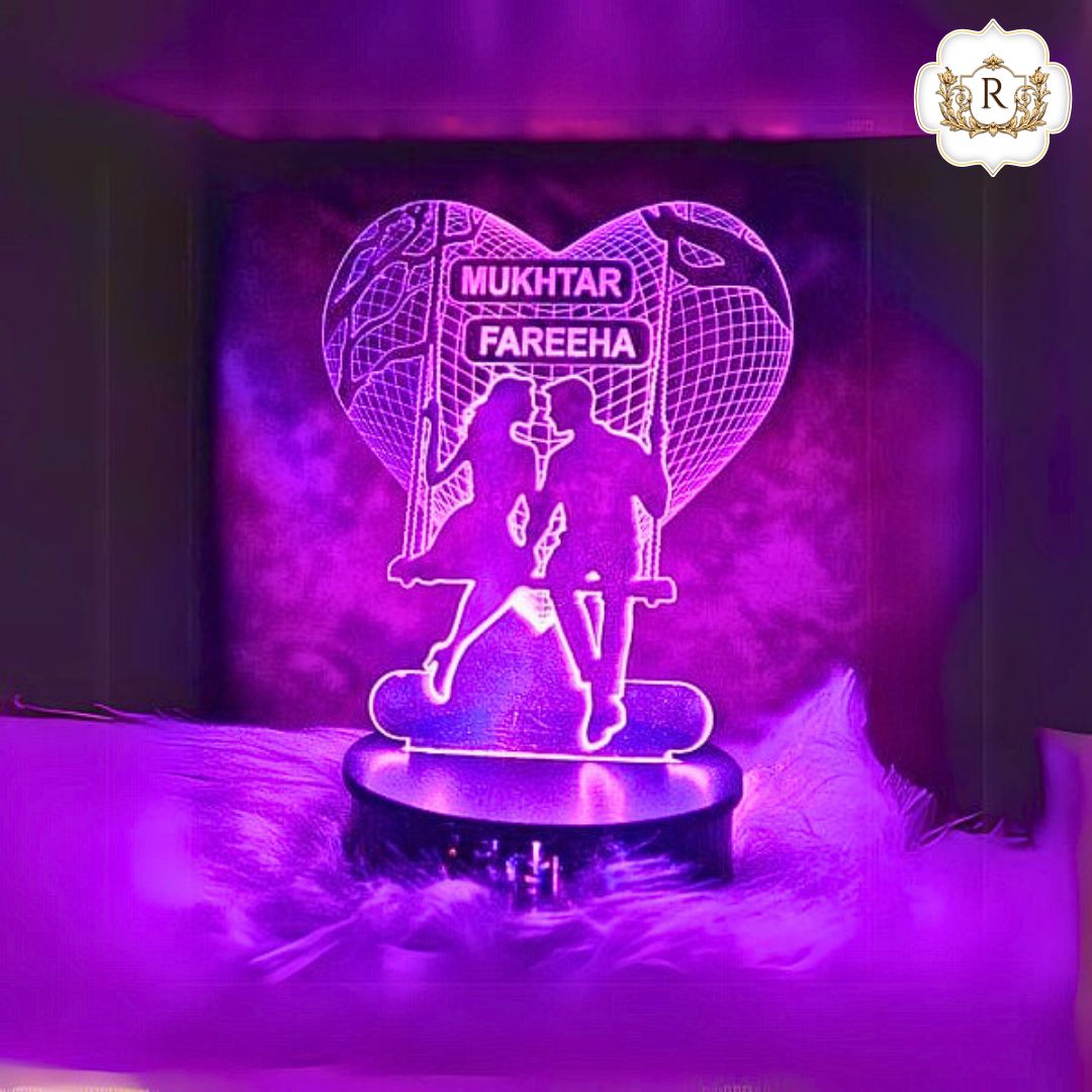 032-Couple In Heart Customised 3D illusion Lamp