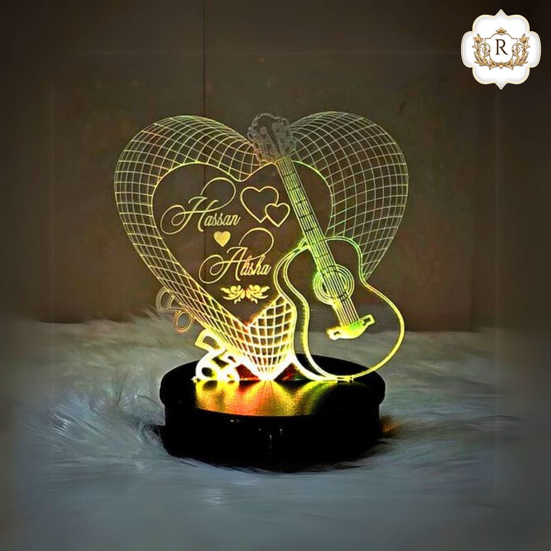 Guitar Shaped Customized 3D illusion Lamp