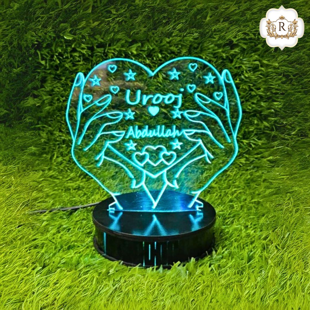 Heart in Hand Customised 3D illusion Lamp