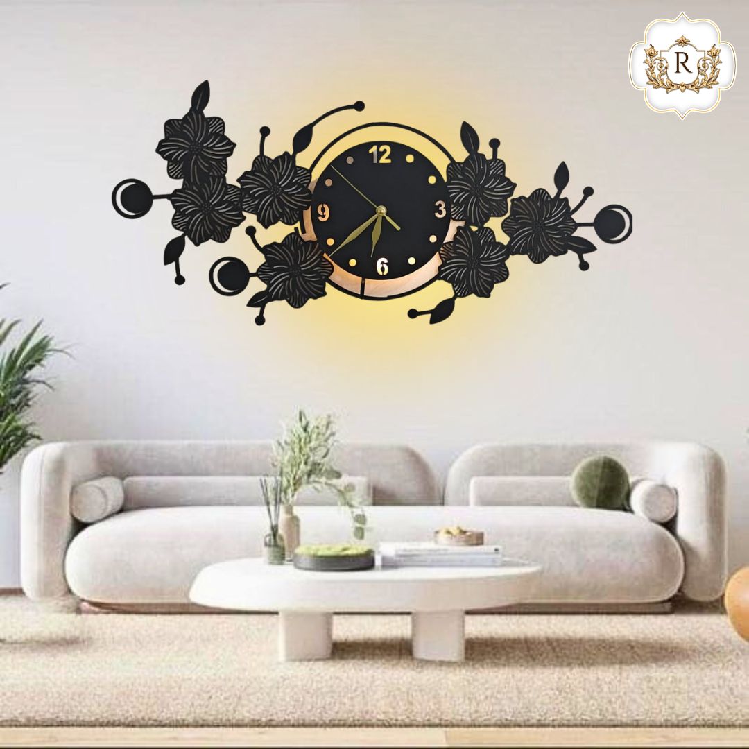 Backlit Flower Beautiful wall clock with light