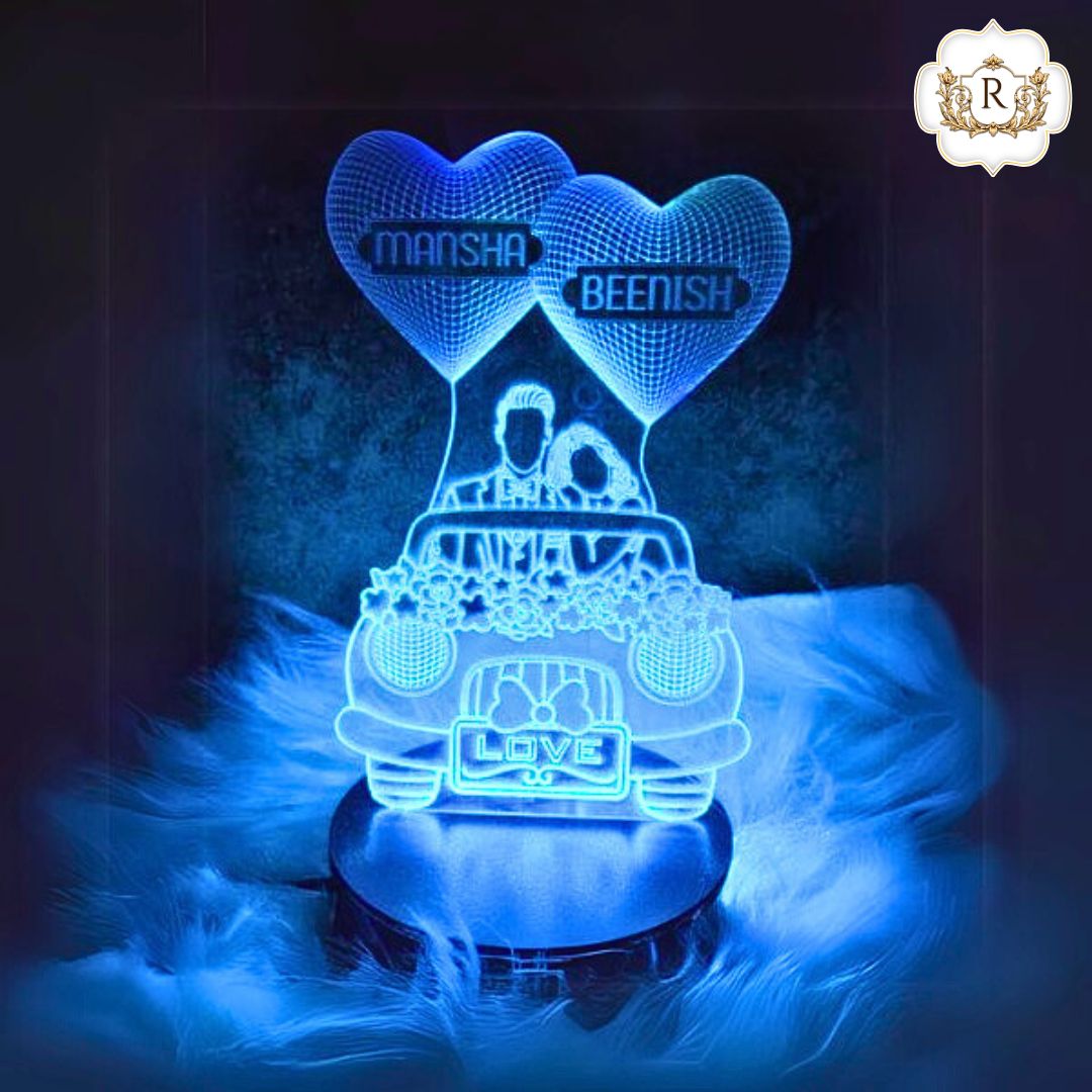 033-Couple in Car Customised 3D illusion Lamp